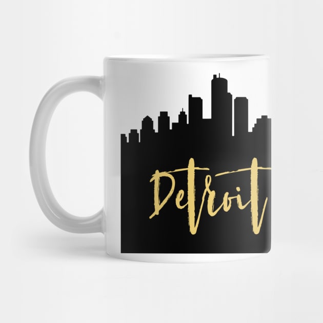 DETROIT MICHIGAN DESIGNER SILHOUETTE SKYLINE ART by deificusArt